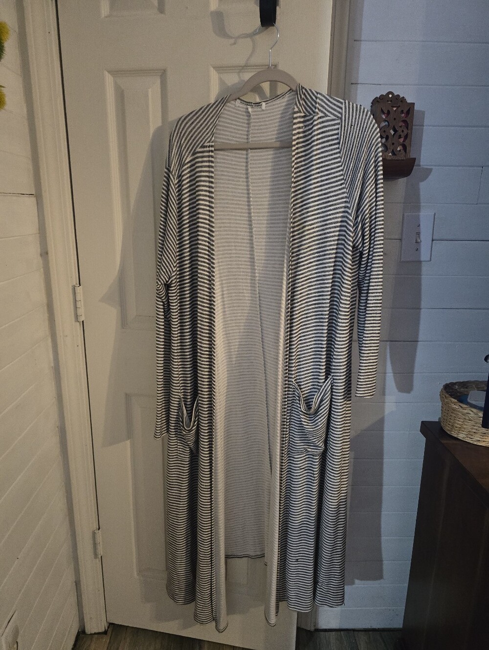 Lularoe Striped Open-Front Women’s Cardigan Sweater - Black & White
